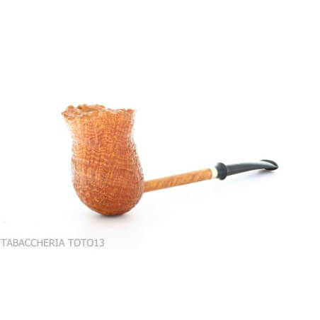 Flame of King pipe Pencil series Freehand shape in sandblasted briar